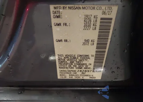 2017 Nissan Altima 2.5 Sl z USA, uszkodzony, nr VIN 1N4AL3APXHC282897